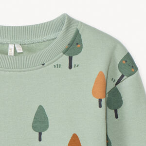 Sweatshirt fleece oversize met bomenprint voor babyjongen 