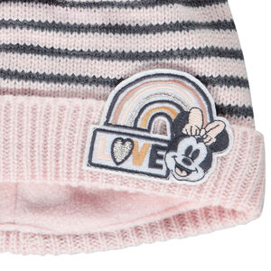 Muts van tricot met strepen, pompons in reliëf en Disney Minnie voor babymeisjes 