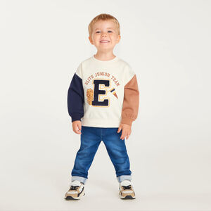 Oversized bicolore sweatshirt voor babyjongen in campusstijl 