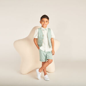 Korte mouw gestreepte shirt + vlinderdas voor jongen 