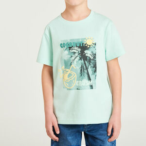 T-shirt met korte mouwen photoprint strand voor jongens 