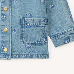 Denim jasje met lange mouwen en bloemenborduring voor babymeisjes 