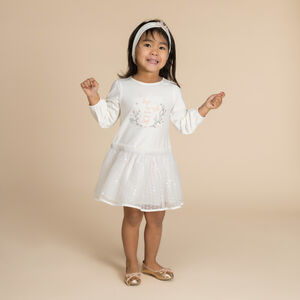 Robe de cérémonie bi-matière effet 2 en 1 pour bébé fille 