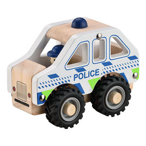 Voiture de police en bois avec roues en caoutchouc 18M+ 