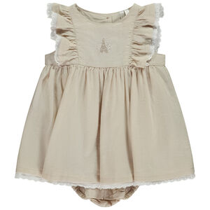 Rok body met volantmouwen en geborduurde Eiffeltoren voor baby meisje 