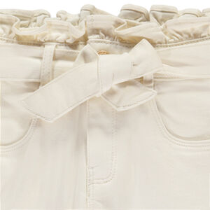 Jean paperbag uni avec ceinture à nouer pour fille  