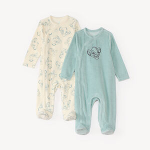 Set van 2 velours rompertjes voor jongens met Simba Disney-print. 