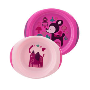 Ensemble assiettes plate et creuse décorées - Rose 