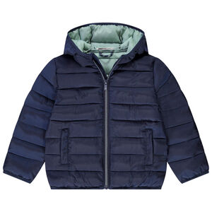 Licht, gewatteerd pufferjack met kap voor jongens 