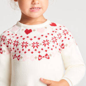 Knit jacquard lange mouwen meisjes jurk 