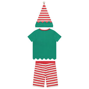Set 2 pièces lutin de Noël t-shirt + short avec bonnet garçon 