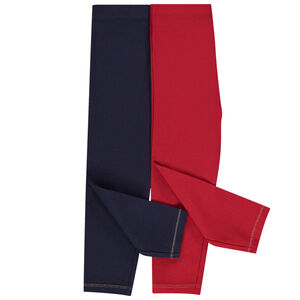 Set van 2 effen katoenen leggings meisjes 