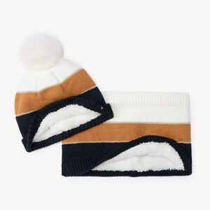 Muts en snood set in gebreid colorblock voor meisjes 