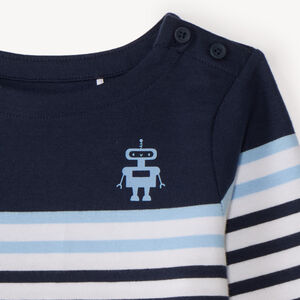 Marinière met lange mouwen met robotprint voor babyjongen 