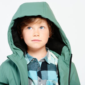 Parka met capuchon en rubber en micropolaire voering voor jongens 