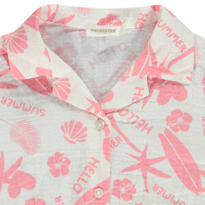 Chemise manches courtes en tetra imprimé exotique pour fille 