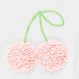 T-shirt met korte mouwen print kersen 3D bloemblaadjes effect voor meisjes 