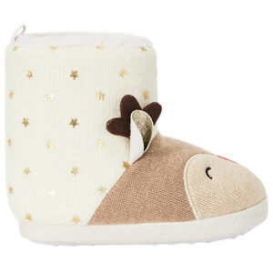 Chaussons bottes fourrés rennes de Noël pour fille 