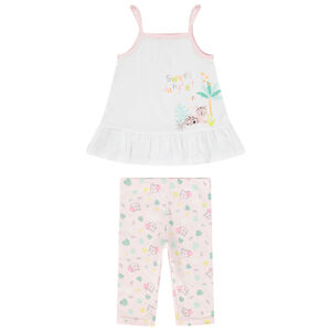 Set van 2 stuks Tanktop + bedrukte corsaire voor baby meisje 