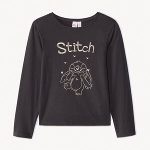 T-shirt manches longues Stitch Disney brodé pour fille  