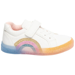 Lage sneakers met veters en klittenband met regenboogpatroon meisjes 
