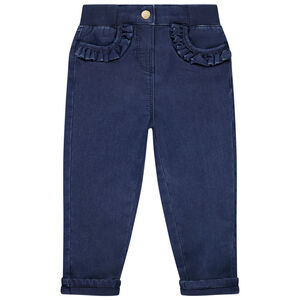 Jean en denim avec volants aux poches pour bébé fille 
