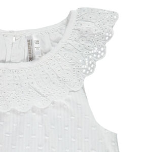 Débardeur plumetis à collerette en broderie anglaise pour bébé fille 