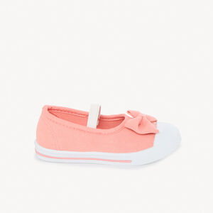 Babyschoenen van canvas met strik en bandje voor meisjes 