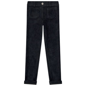 Jegging uni en velours et à poches pour fille 