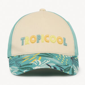Bicolor canvas cap with tropical print for boys 