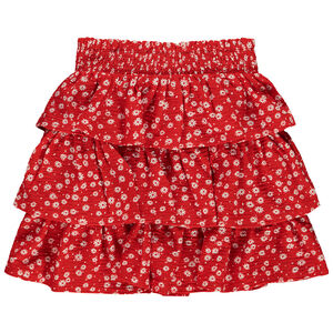 Rok met volant in crinkle jersey met bloemen voor meisjes 