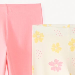 Lot de 2 leggings en jersey uni et motifs fantaisie fille 