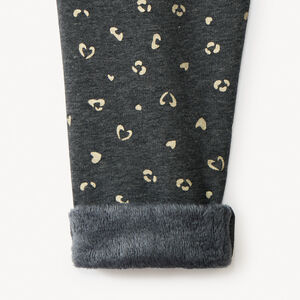 Joggingbroek in fleece met all-over luipaard- en hartjesprint, gevoerd, voor meisjes 