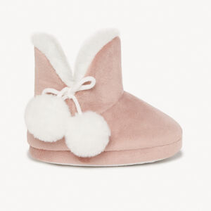 Pantoffellaarsjes van fluweel met nepbontpompons voor meisjes 