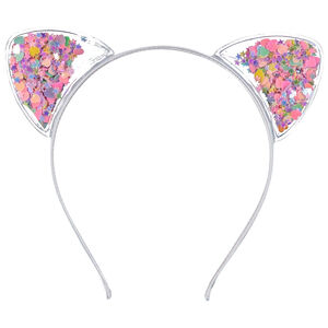 Serre-tête chat avec paillettes colorées fantaisie fille 