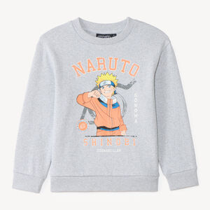 Grijze gemêleerde Naruto sweatshirt met lange mouwen voor jongens 