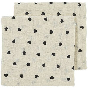 Lot de 2 langes en mousseline Sweetheart - Soft Sand/Black - 70x70 cm  