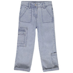 Jean droit en denim style cargo avec poches pour fille  