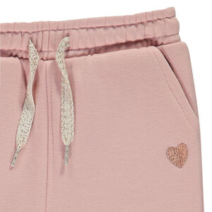 Jogging fleece met geborduurd hart in lurex voor meisjes 