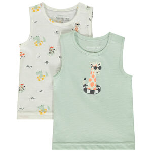 Lot de 2 débardeurs fantaisie en jersey slub pour bébé garçon 