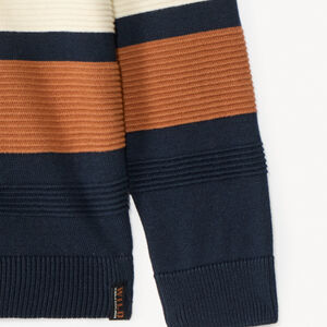 Pull à col châle en tricot rayé garçon 