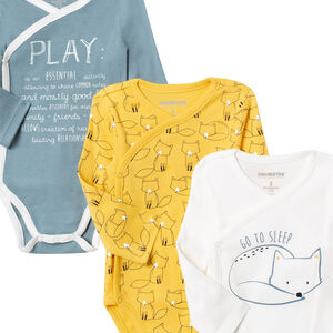 Set van 5 bodies met lange mouwen met een vos print voor baby jongen 