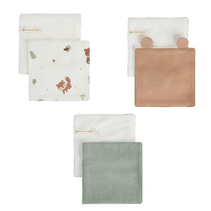 Set van 6 wasbare doekjes 12 x 12 cm van katoen Roi des Forêts 