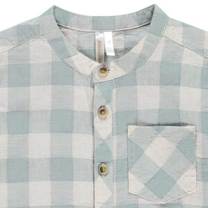 Lange mouwen geruite hemd met Mao-kraag voor babyjongen 