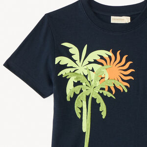 T-shirt met korte mouwen, borduurwerk en palmiers print voor jongens 