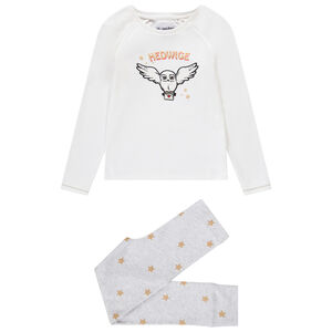Pyjama uit twee delen van jersey met geborduurd patroon van Hedwig uit Harry Potter 