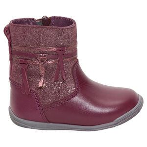 Bottines en cuir à paillettes et franges fantaisie 