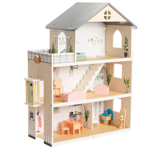 Maison de poupées aménagée en bois 