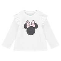 Tee-shirt &agrave; manches longues volant&eacute;es avec serti Minnie paillet&eacute; &copy;Disney  