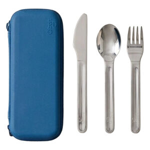 Set de couverts inox avec étui 3PCS Blue 